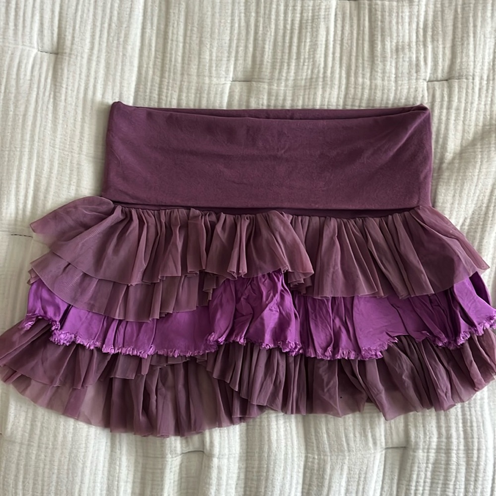 Free people purple ruffle mini skirt